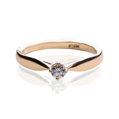 Diamonds Wedding three colors Ring on white isolated background macro diamond zircon stone