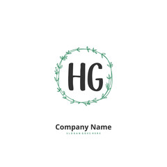 H G HG Initial handwriting and signature logo design with circle. Beautiful design handwritten logo for fashion, team, wedding, luxury logo.
