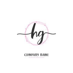 H G HG Initial handwriting and signature logo design with circle. Beautiful design handwritten logo for fashion, team, wedding, luxury logo.