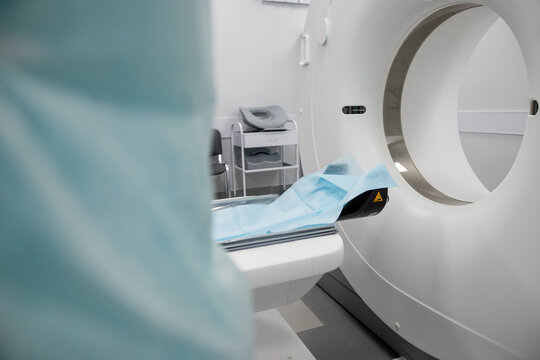Modern room with multi detector spiral CT Scanner ( Computed Tomography).