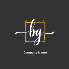 B G BG Initial handwriting and signature logo design with circle. Beautiful design handwritten logo for fashion, team, wedding, luxury logo.