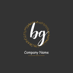 B G BG Initial handwriting and signature logo design with circle. Beautiful design handwritten logo for fashion, team, wedding, luxury logo.