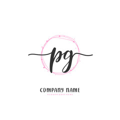 P G PG Initial handwriting and signature logo design with circle. Beautiful design handwritten logo for fashion, team, wedding, luxury logo.