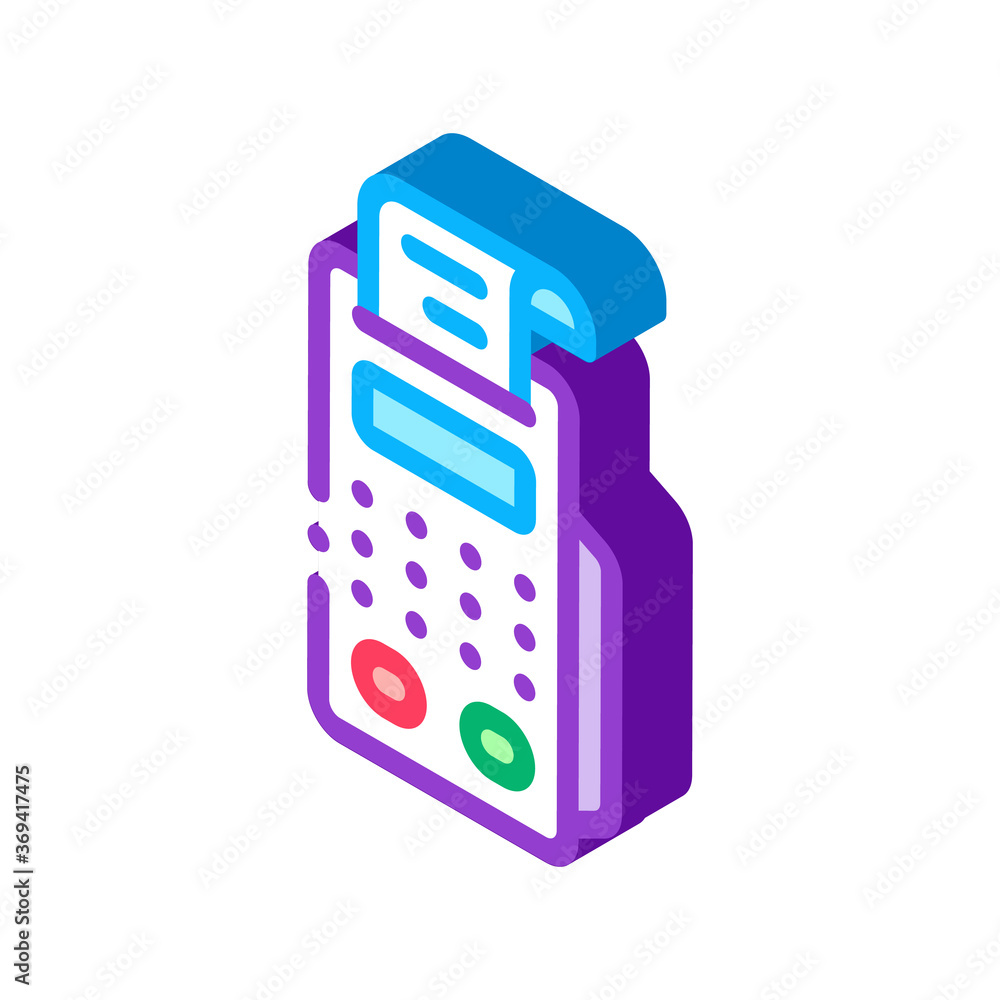 Aufkleber pos terminal print receipt icon vector. isometric pos terminal print receipt sign. color isolated sy