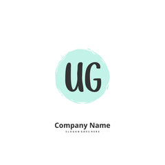 U G UG Initial handwriting and signature logo design with circle. Beautiful design handwritten logo for fashion, team, wedding, luxury logo.