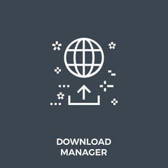 Download Manager icon vector. Flat icon isolated on the black background. Editable EPS file. Vector illustration.