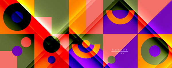 Neo memphis geometric pattern with circles, squares and lines. Pop art abstract background for covers, banners, flyers and posters and other templates