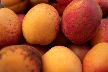 Background or texture Fresh natural apricot close-up.