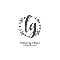 L G LG Initial handwriting and signature logo design with circle. Beautiful design handwritten logo for fashion, team, wedding, luxury logo.