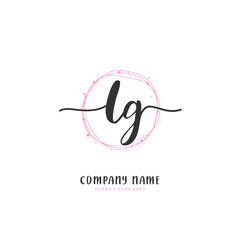 L G LG Initial handwriting and signature logo design with circle. Beautiful design handwritten logo for fashion, team, wedding, luxury logo.