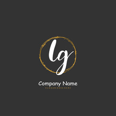 L G LG Initial handwriting and signature logo design with circle. Beautiful design handwritten logo for fashion, team, wedding, luxury logo.