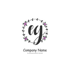 E G EG Initial handwriting and signature logo design with circle. Beautiful design handwritten logo for fashion, team, wedding, luxury logo.