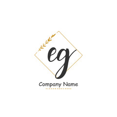 E G EG Initial handwriting and signature logo design with circle. Beautiful design handwritten logo for fashion, team, wedding, luxury logo.
