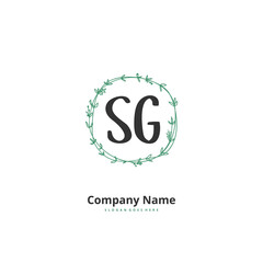 S G SG Initial handwriting and signature logo design with circle. Beautiful design handwritten logo for fashion, team, wedding, luxury logo.
