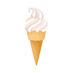 Twisted Ice Cream in Wafer Cup or Cone as Dairy Product Vector Illustration