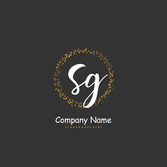 S G SG Initial handwriting and signature logo design with circle. Beautiful design handwritten logo for fashion, team, wedding, luxury logo.