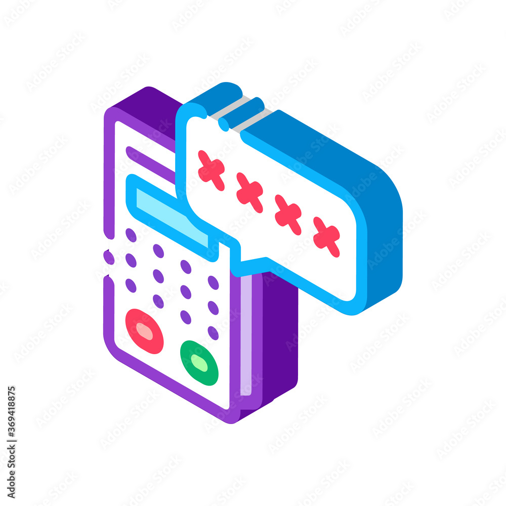 Poster pos terminal pin code icon vector. isometric pos terminal pin code sign. color isolated symbol illus