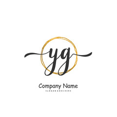 Y G YG Initial handwriting and signature logo design with circle. Beautiful design handwritten logo for fashion, team, wedding, luxury logo.