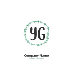 Y G YG Initial handwriting and signature logo design with circle. Beautiful design handwritten logo for fashion, team, wedding, luxury logo.