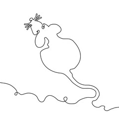 Continuous line drawing mouse. Template for your design. Vector illustration
