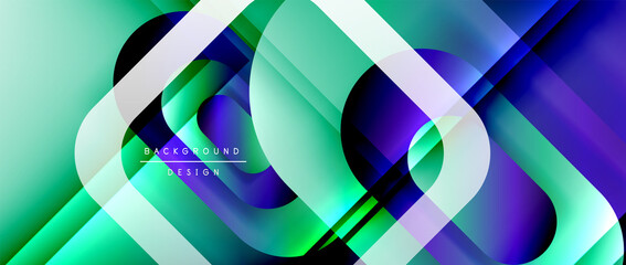 Vector geometric abstract background with lines and modern forms. Fluid gradient with abstract round shapes and shadow and light effects