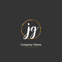 J G JG Initial handwriting and signature logo design with circle. Beautiful design handwritten logo for fashion, team, wedding, luxury logo.