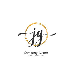 J G JG Initial handwriting and signature logo design with circle. Beautiful design handwritten logo for fashion, team, wedding, luxury logo.