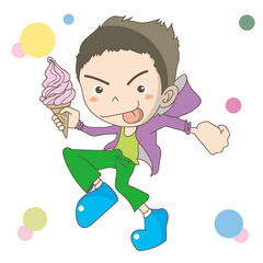 ソフトクリームを手に持つ・男性