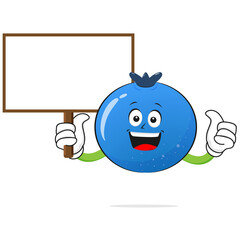 The Blueberries character holds a whiteboard on a white background - vector