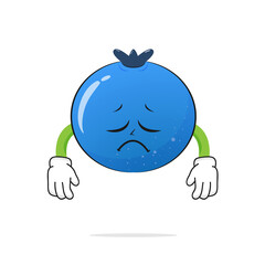 sad Blueberries character on a white background -vector