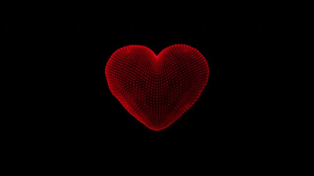 Red floating heart animation. High quality 4k footageRed floating heart animation. Beautiful animated heart on a black background. 