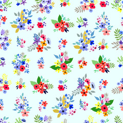 Seamless pattern. Vector floral design with wildflowers. Romantic background