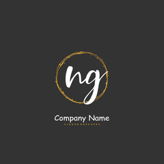 N G NG Initial handwriting and signature logo design with circle. Beautiful design handwritten logo for fashion, team, wedding, luxury logo.