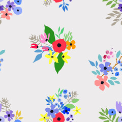 Seamless pattern. Vector floral design with wildflowers. Romantic background