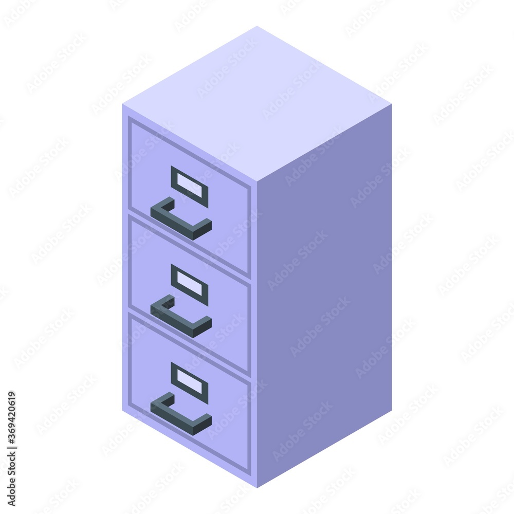 Poster archive drawer storage document icon. isometric of archive drawer storage document vector icon for w