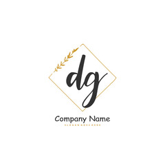 D G DG Initial handwriting and signature logo design with circle. Beautiful design handwritten logo for fashion, team, wedding, luxury logo.