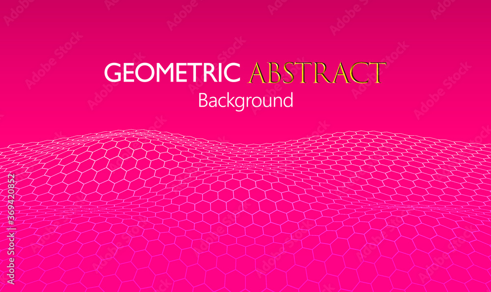 Poster futuristic hexagon geometric abstract background. futuristic hexagon perspective wide angle lanscape