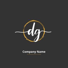 D G DG Initial handwriting and signature logo design with circle. Beautiful design handwritten logo for fashion, team, wedding, luxury logo.