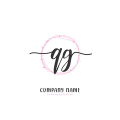 Q G QG Initial handwriting and signature logo design with circle. Beautiful design handwritten logo for fashion, team, wedding, luxury logo.