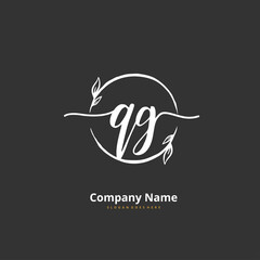 Q G QG Initial handwriting and signature logo design with circle. Beautiful design handwritten logo for fashion, team, wedding, luxury logo.