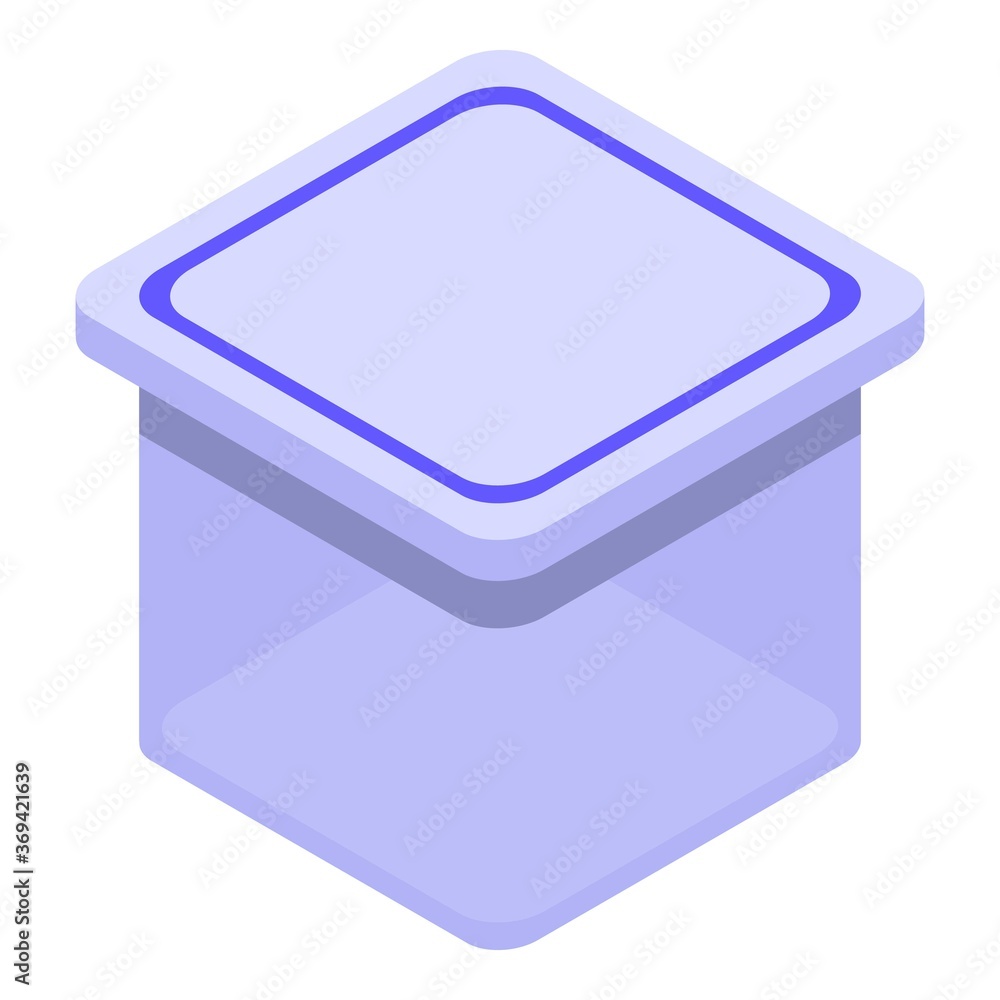 Poster food container icon. isometric of food container vector icon for web design isolated on white backgr