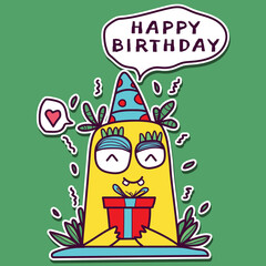 Birthday card with a monster vector illustration