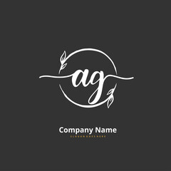 A G AG Initial handwriting and signature logo design with circle. Beautiful design handwritten logo for fashion, team, wedding, luxury logo.
