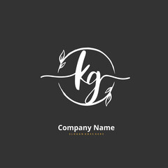 K G KG Initial handwriting and signature logo design with circle. Beautiful design handwritten logo for fashion, team, wedding, luxury logo.