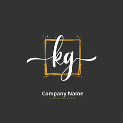 K G KG Initial handwriting and signature logo design with circle. Beautiful design handwritten logo for fashion, team, wedding, luxury logo.