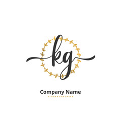 Obraz premium K G KG Initial handwriting and signature logo design with circle. Beautiful design handwritten logo for fashion, team, wedding, luxury logo.