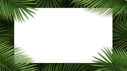 White copy space and palm leaves. Create with Tropical plant concept with flat lay style. 3D illustration