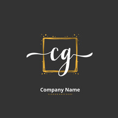 C G CG Initial handwriting and signature logo design with circle. Beautiful design handwritten logo for fashion, team, wedding, luxury logo.
