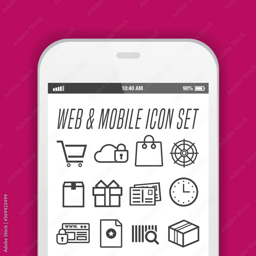 Poster smartphone with app icons - smartphone with app icons on its screen.