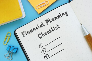 Business concept meaning Financial Planning Checklist with phrase on the sheet.
